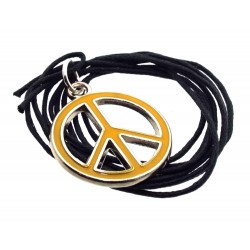 Peace Sign Yellow Enamel Metal Pendant